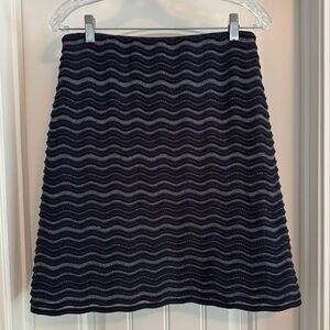Tory Burch Small Merino Wool Navy Blue Metallic A-Line Skirt